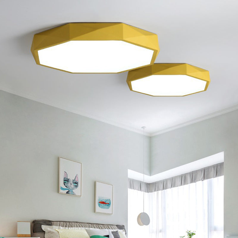 Acrylic Octagon Flush Ceiling Lighting Fixtures Modern Style 1-Light Flush Mount Light