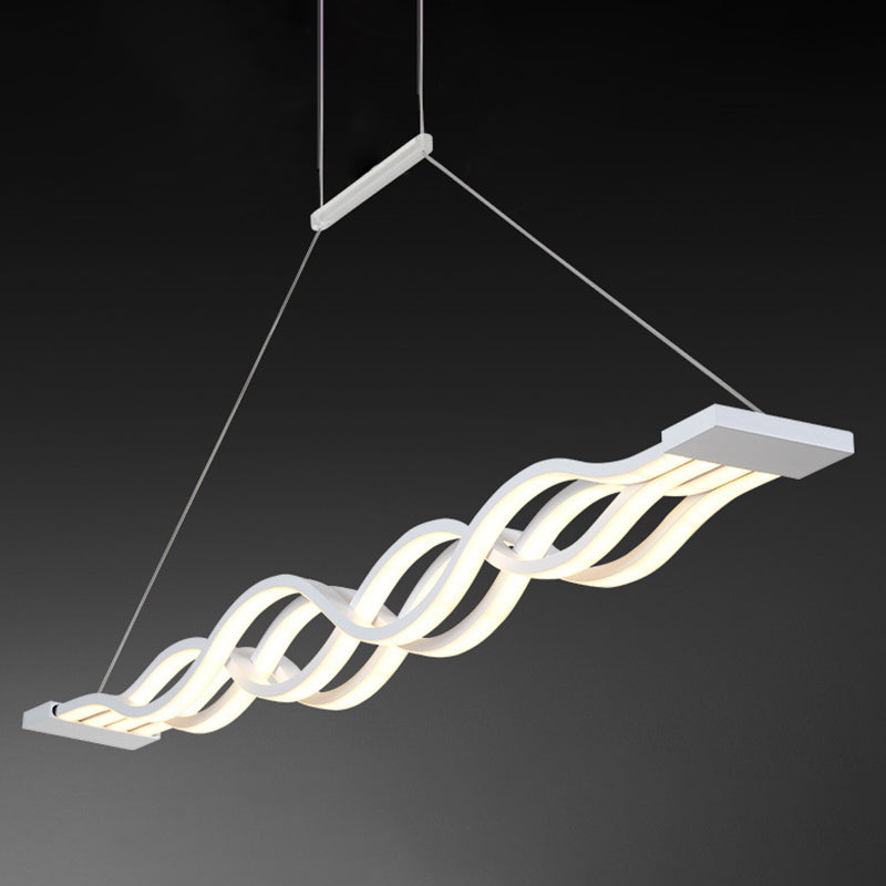 Luce a led bianche acriliche in moderna luce a sospensione in ferro battuto per sala da pranzo