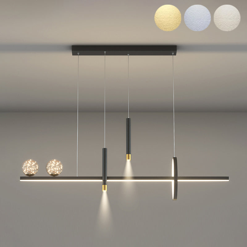 Modern Chandelier Linear Clear Glass Island Chandelier Lights for Dining Room