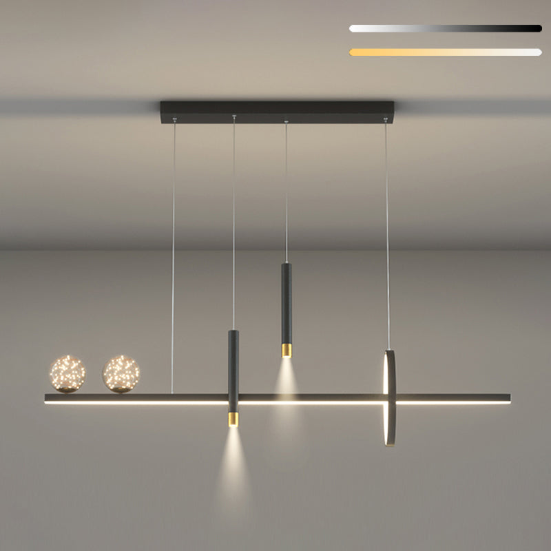Modern Chandelier Linear Clear Glass Island Chandelier Lights for Dining Room