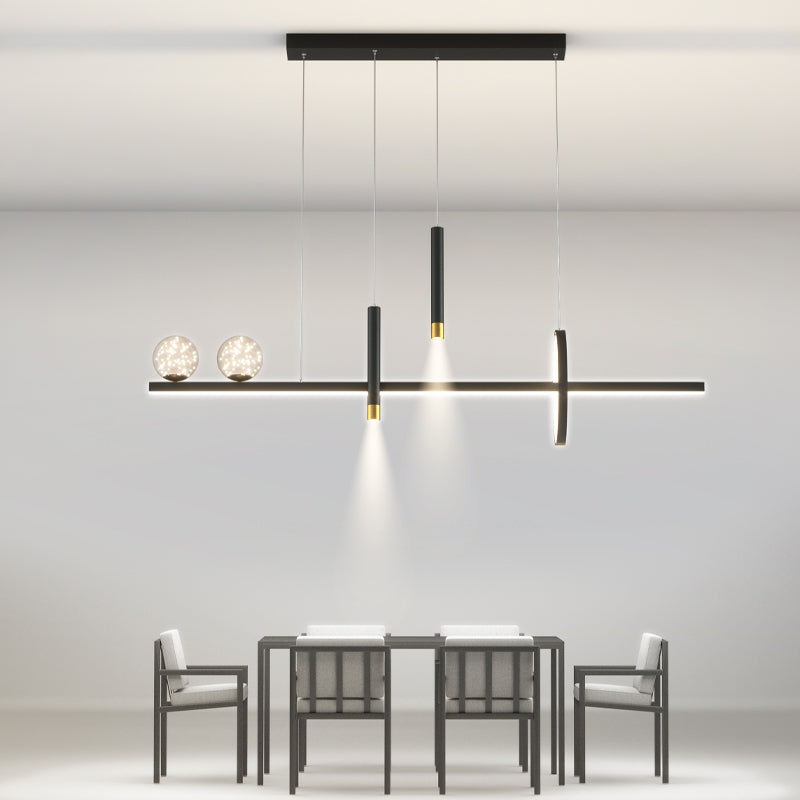 Modern Chandelier Linear Clear Glass Island Chandelier Lights for Dining Room