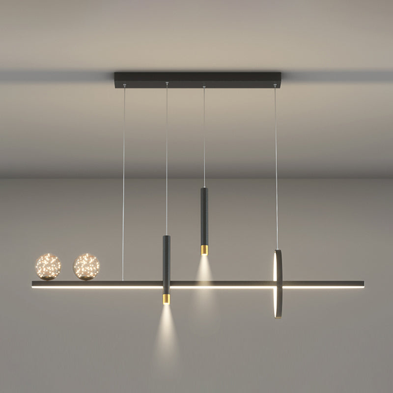 Modern Chandelier Linear Clear Glass Island Chandelier Lights for Dining Room