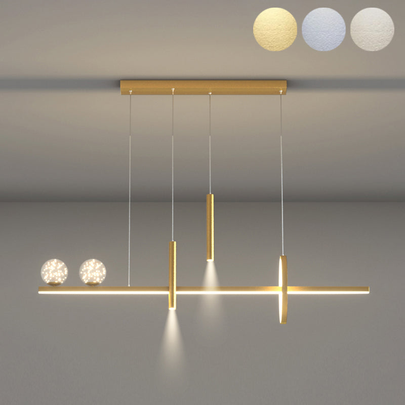 Modern Chandelier Linear Clear Glass Island Chandelier Lights for Dining Room