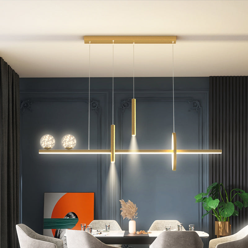 Modern Chandelier Linear Clear Glass Island Chandelier Lights for Dining Room