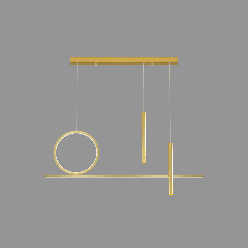 Lampada dell'isola lineare moderna lampadario metallico 4 illuminazione isola della luce in oro