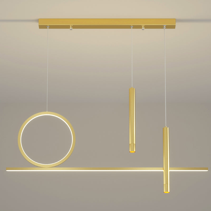 Lampada dell'isola lineare moderna lampadario metallico 4 illuminazione isola della luce in oro