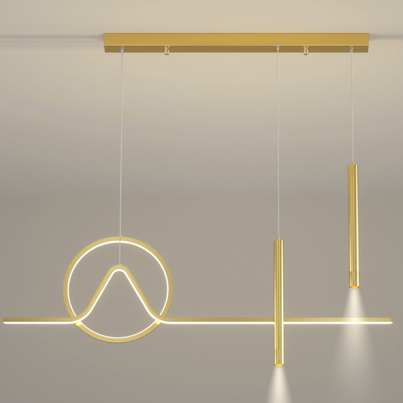 Lampada dell'isola lineare moderna lampadario metallico 4 illuminazione isola della luce in oro