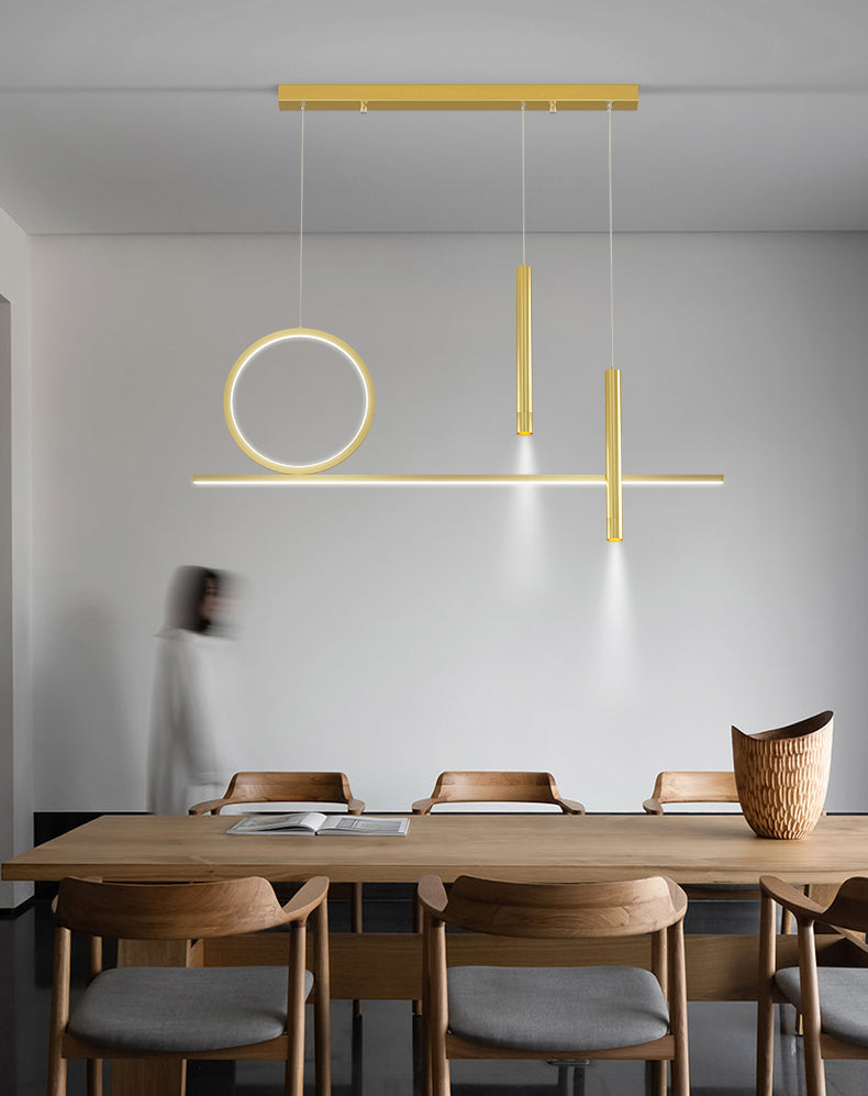 Lampada dell'isola lineare moderna lampadario metallico 4 illuminazione isola della luce in oro