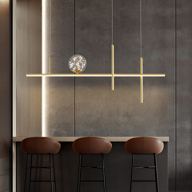 Linear Island Lights Modern Pendant Chandelier Metal 4 Light Island Lights