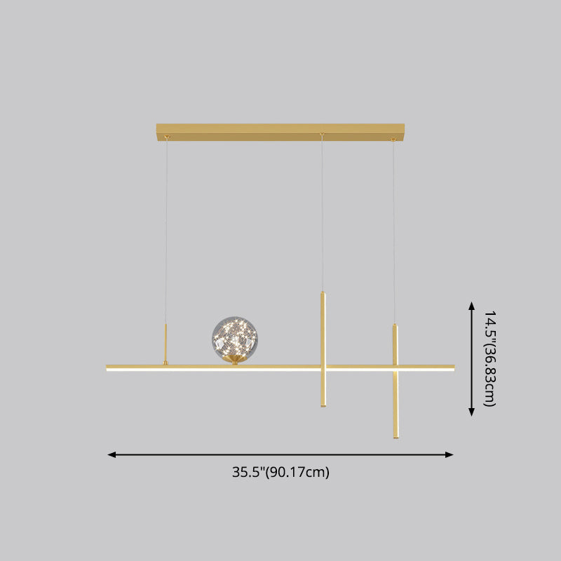 Linear Island Lights Modern Pendant Chandelier Metal 4 Light Island Lights