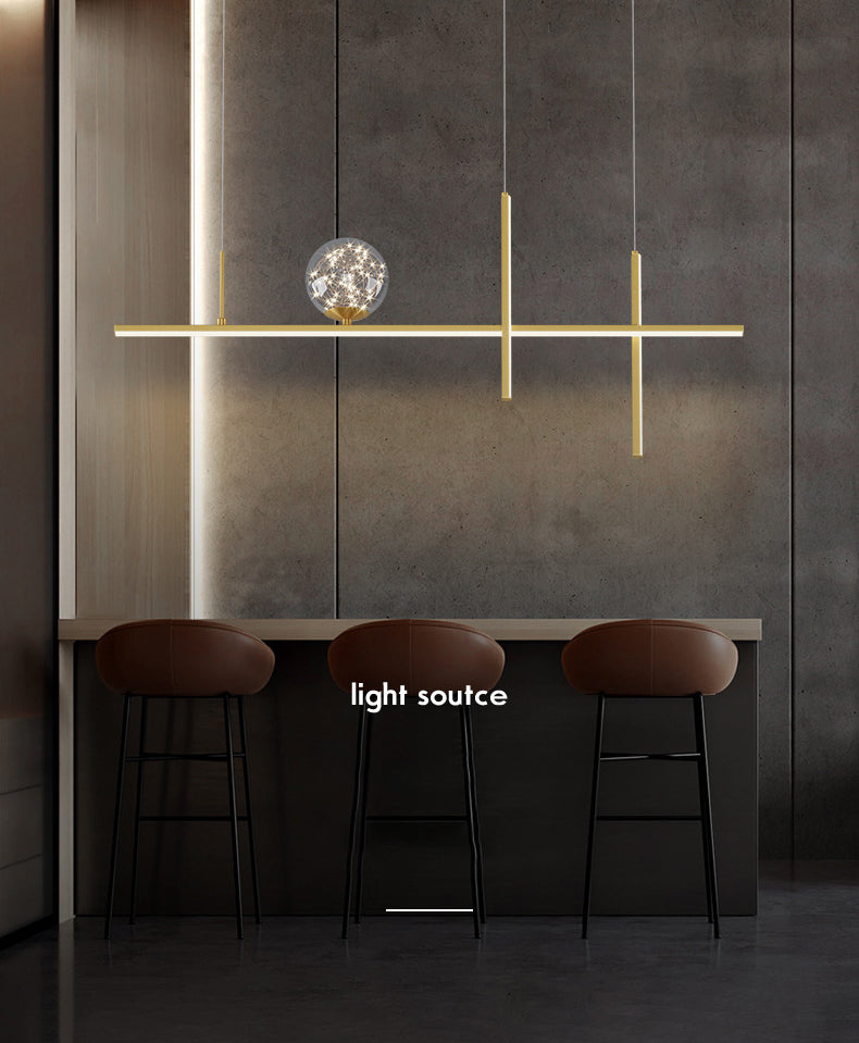 Linear Island Lights Modern Pendant Chandelier Metal 4 Light Island Lights