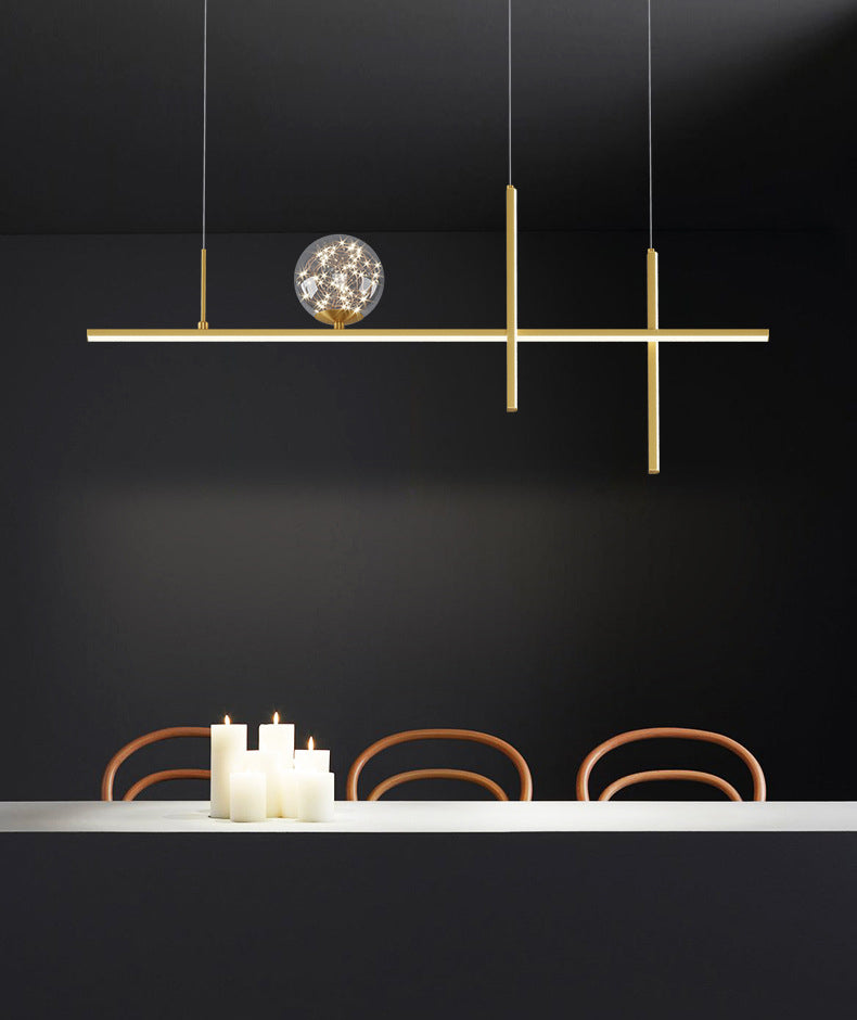 Linear Island Lights Modern Pendant Chandelier Metal 4 Light Island Lights