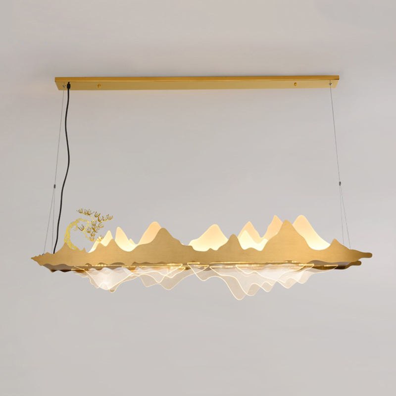 Idee per illuminazione dell'isola a led in metallo moderno lampada lampadario lineare per sala riunioni