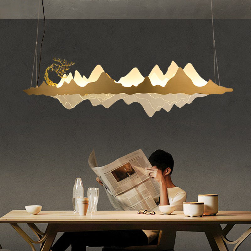 Idee per illuminazione dell'isola a led in metallo moderno lampada lampadario lineare per sala riunioni