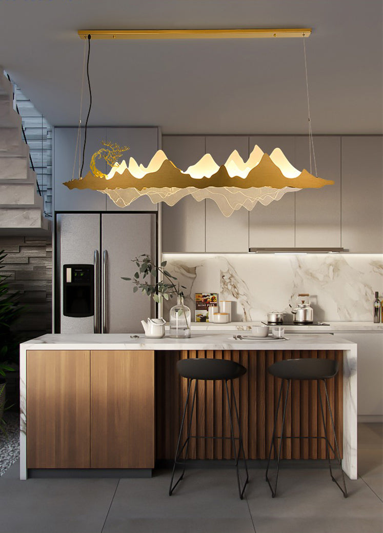 Idee per illuminazione dell'isola a led in metallo moderno lampada lampadario lineare per sala riunioni