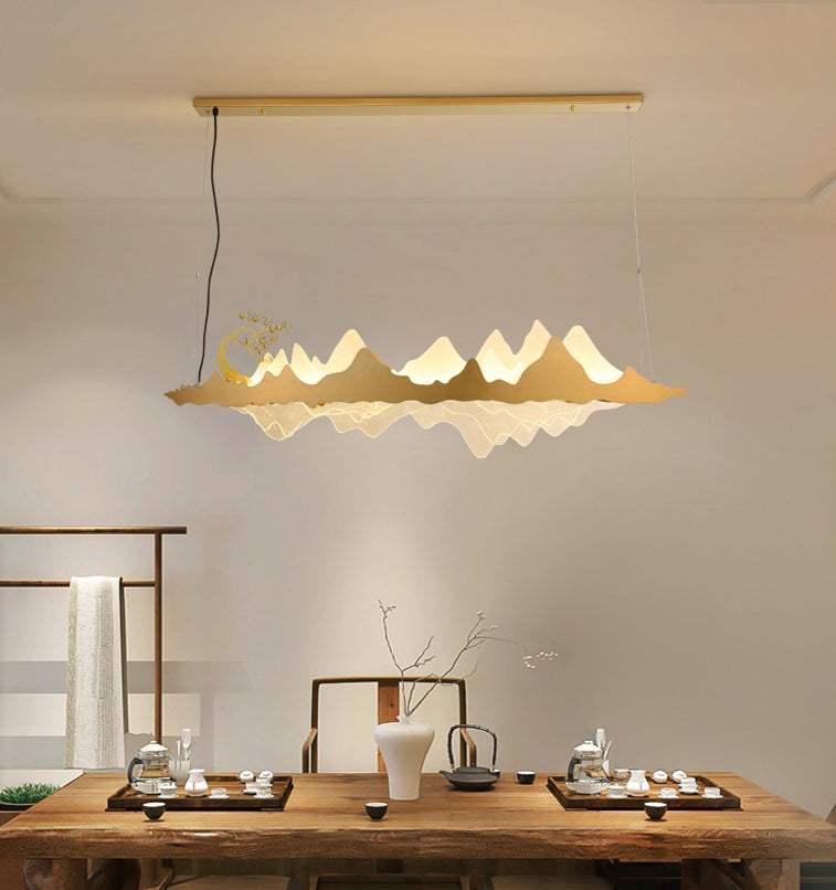 Idee per illuminazione dell'isola a led in metallo moderno lampada lampadario lineare per sala riunioni