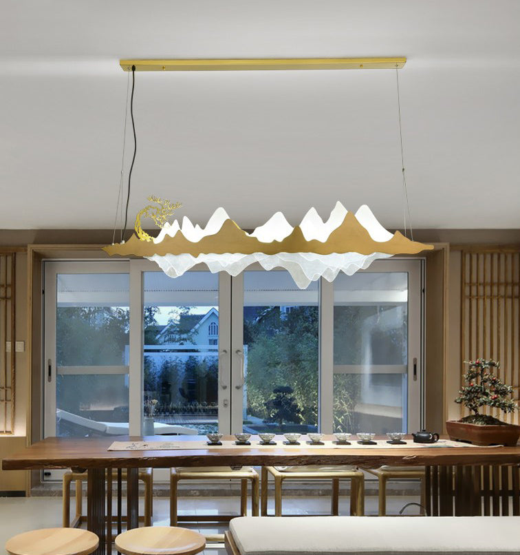 Idee per illuminazione dell'isola a led in metallo moderno lampada lampadario lineare per sala riunioni