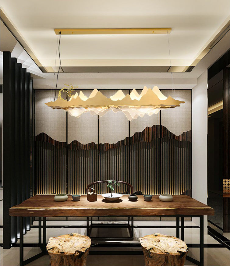 Idee per illuminazione dell'isola a led in metallo moderno lampada lampadario lineare per sala riunioni