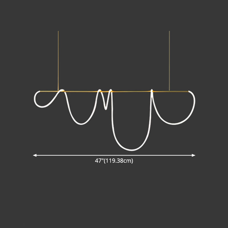 Nordic Modern Island Lighting Linear Gold 1-Light Pendant Lights for Living Room