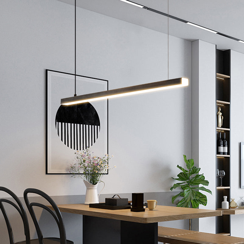 Linear Metal LED Island Light Fixture Modern Ceiling Pendant Light for Dining Room