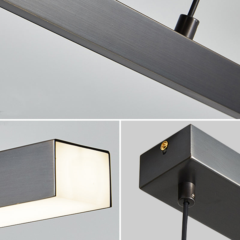 Linear Metal LED Island Light Fixture Modern Ceiling Pendant Light for Dining Room