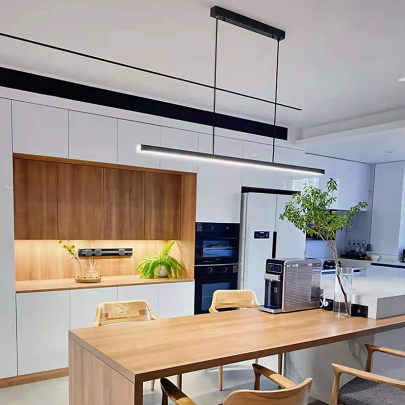 Linear Metal LED Island Light Fixture Modern Ceiling Pendant Light for Dining Room