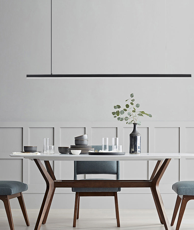 Linear Metal LED Island Light Fixture Modern Ceiling Pendant Light for Dining Room