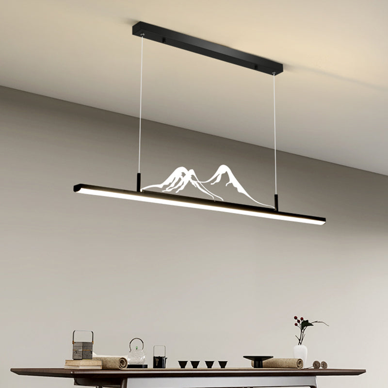 Chinese Modern Aluminum Chandelier Lamp Linear LED Island Pendant for Tea Room
