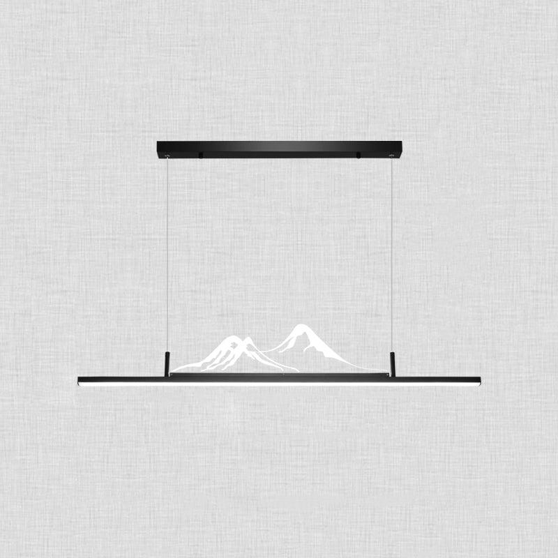 Chinese Modern Aluminum Chandelier Lamp Linear LED Island Pendant for Tea Room