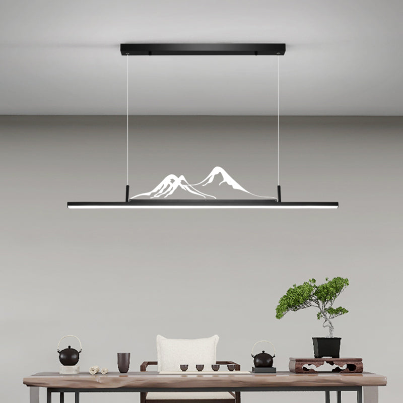 Chinese Modern Aluminum Chandelier Lamp Linear LED Island Pendant for Tea Room