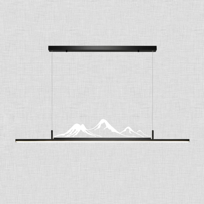Chinese Modern Aluminum Chandelier Lamp Linear LED Island Pendant for Tea Room