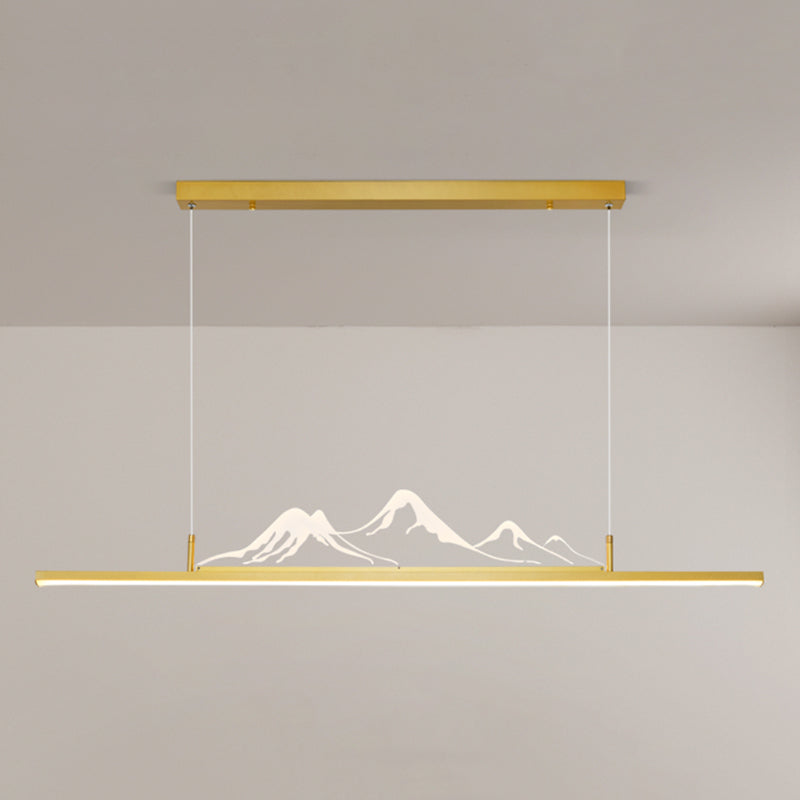 Chinese Modern Aluminum Chandelier Lamp Linear LED Island Pendant for Tea Room