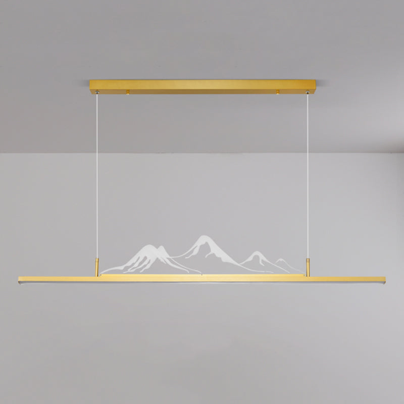 Chinese Modern Aluminum Chandelier Lamp Linear LED Island Pendant for Tea Room