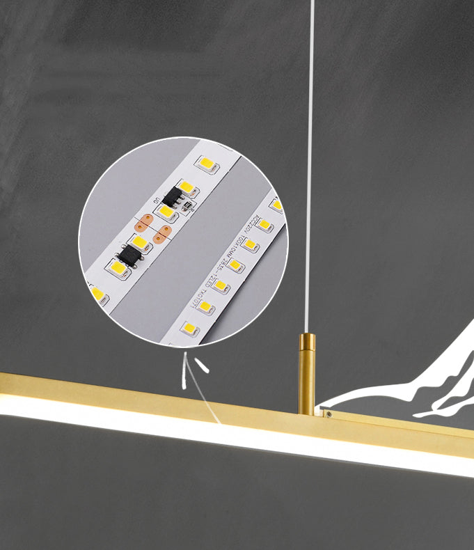 Chinese Modern Aluminum Chandelier Lamp Linear LED Island Pendant for Tea Room