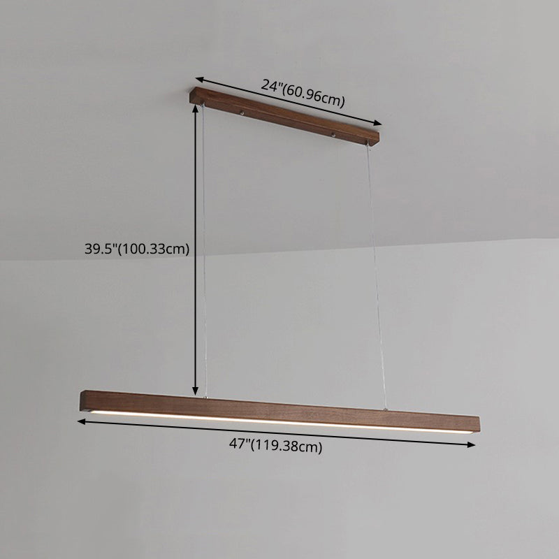 Luci a sospensione a sospensione in legno Lampade appese lineari moderne per sala da pranzo