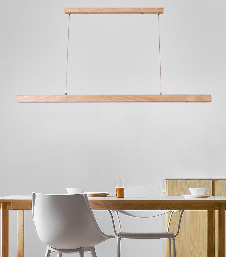 Luci a sospensione a sospensione in legno Lampade appese lineari moderne per sala da pranzo