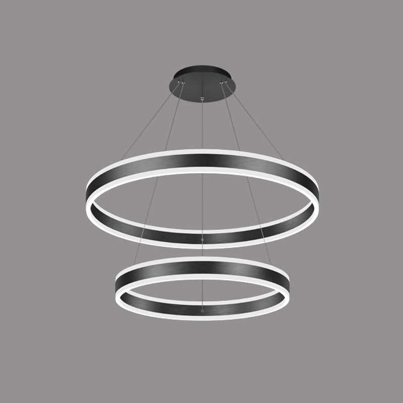 Modern Black Chandelier Multiple Rings Pendant Lighting Fixtures Metal Chandelier