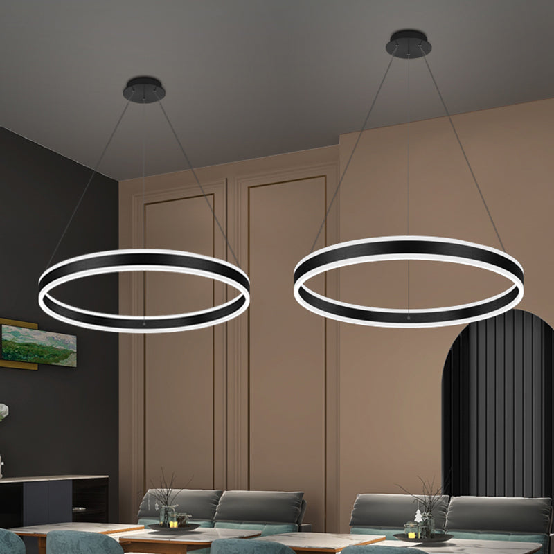 Modern Black Chandelier Multiple Rings Pendant Lighting Fixtures Metal Chandelier