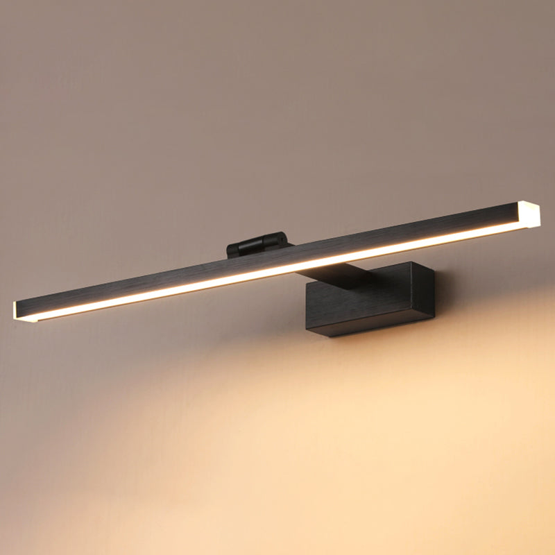 Metal linear Shade Mirror Wall Lights Modern 1 Head Wall Mount Fixture in Black