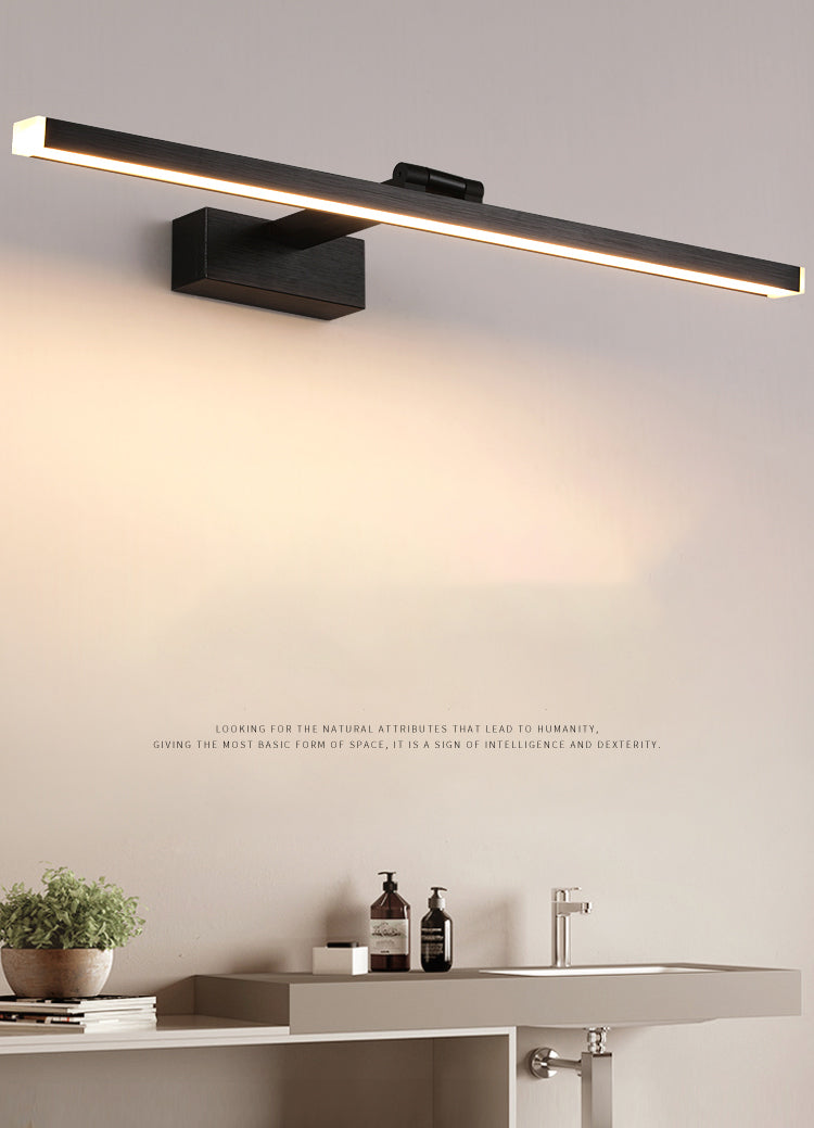 Metal linear Shade Mirror Wall Lights Modern 1 Head Wall Mount Fixture in Black