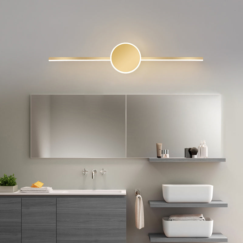 Acconde da parete da parete lineare a 1 luce moderna moderna illuminazione da parete specchio in stile semplice in oro