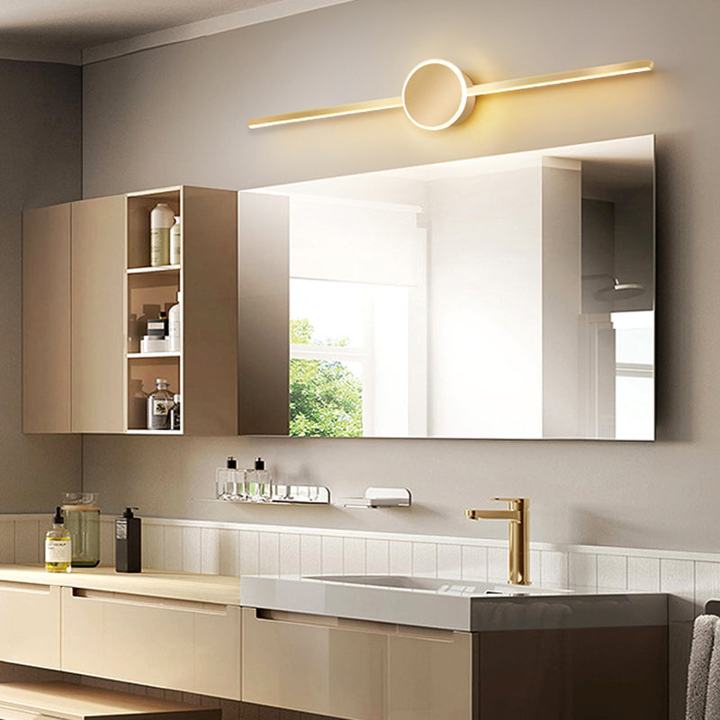 Acconde da parete da parete lineare a 1 luce moderna moderna illuminazione da parete specchio in stile semplice in oro