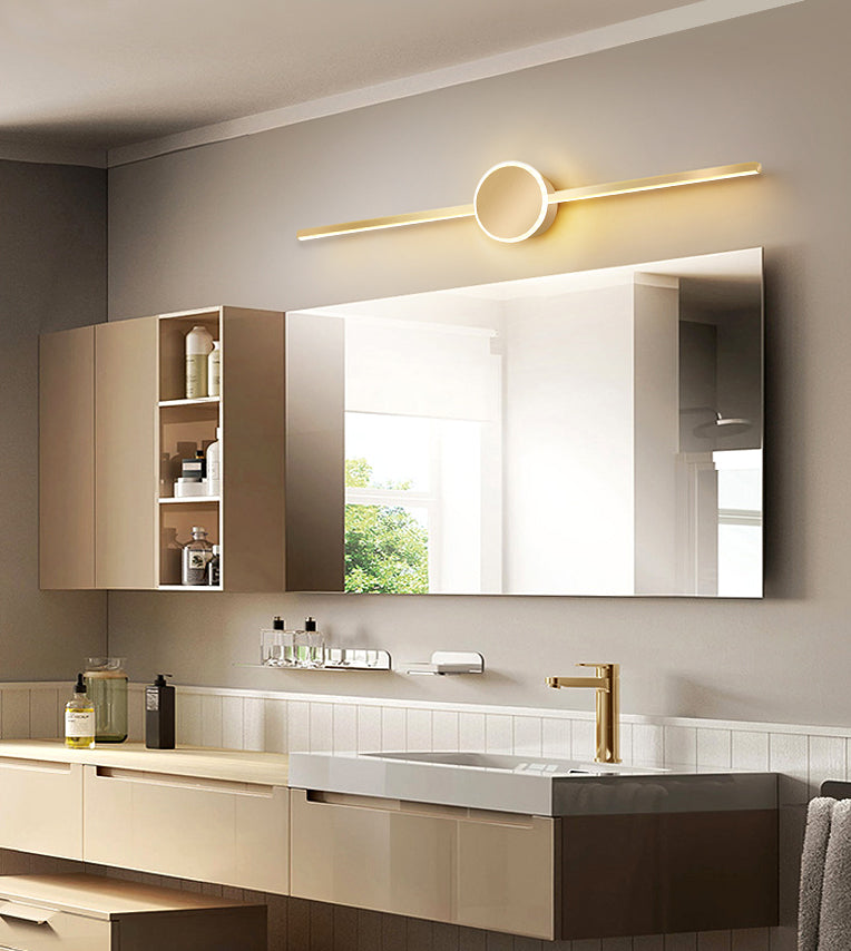 Acconde da parete da parete lineare a 1 luce moderna moderna illuminazione da parete specchio in stile semplice in oro