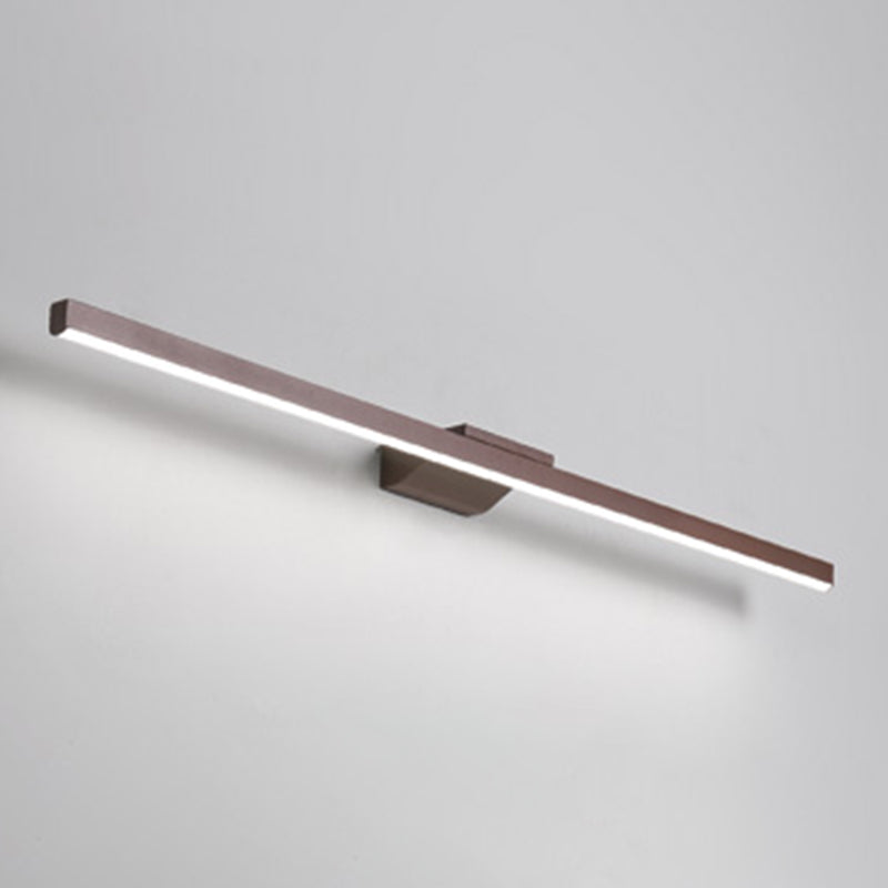 1-Light Linear Shade Wall Sconce Modern Simple Style Mirror Wall Lighting in Brown
