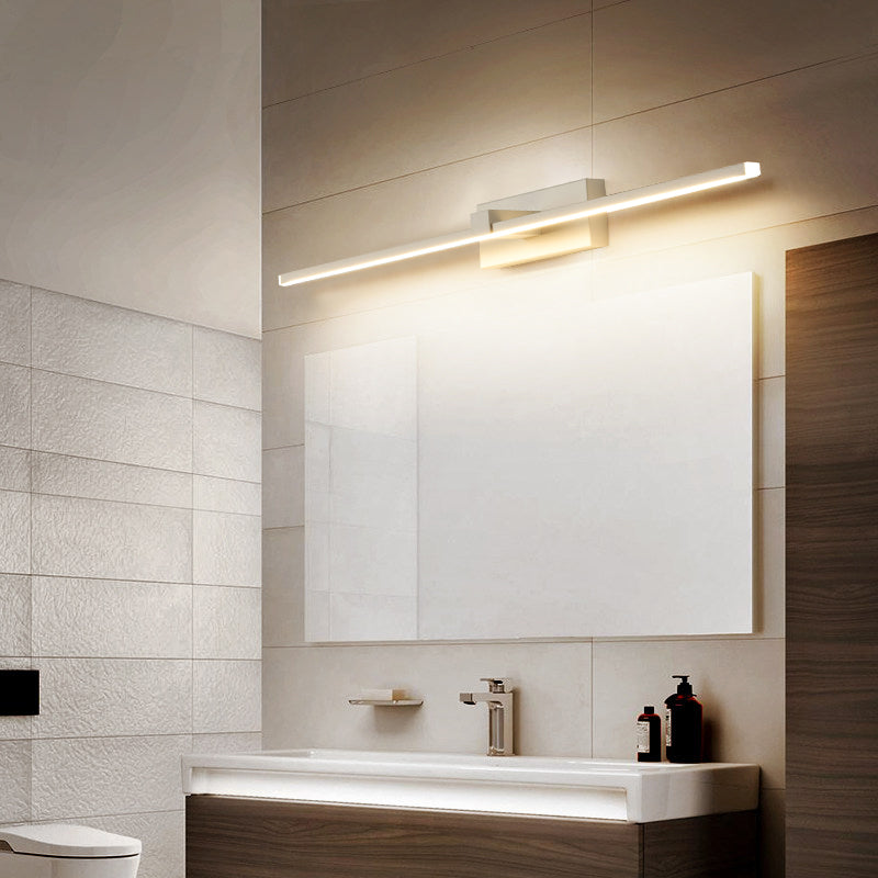 Acconde da muro di tonalità lineare a 1 luce moderna moderna illuminazione da parete specchio in stile semplice in bianco