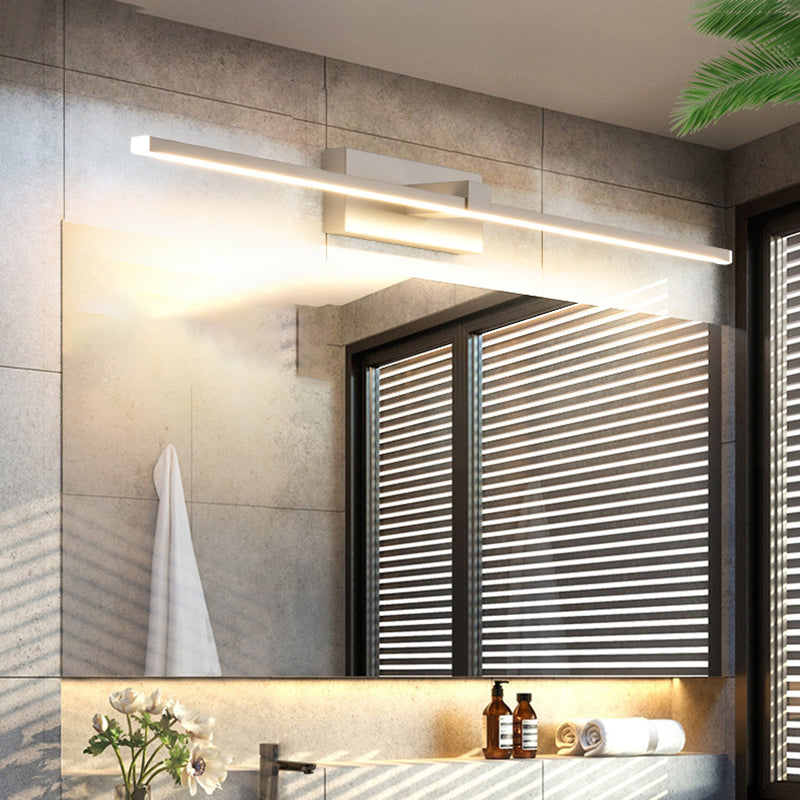 Acconde da muro di tonalità lineare a 1 luce moderna moderna illuminazione da parete specchio in stile semplice in bianco