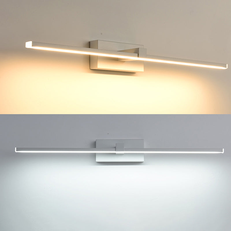 Acconde da muro di tonalità lineare a 1 luce moderna moderna illuminazione da parete specchio in stile semplice in bianco
