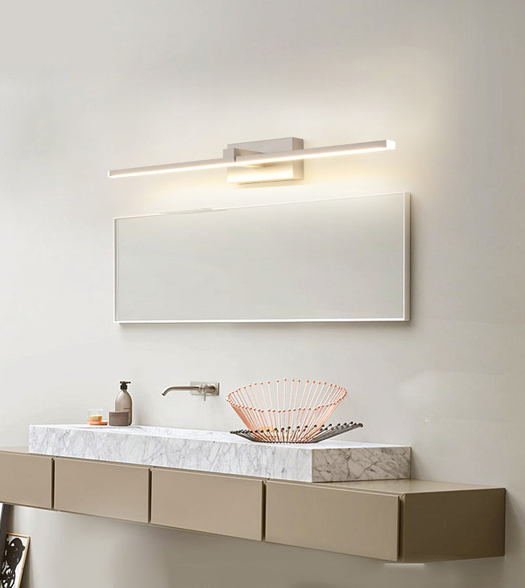 Acconde da muro di tonalità lineare a 1 luce moderna moderna illuminazione da parete specchio in stile semplice in bianco