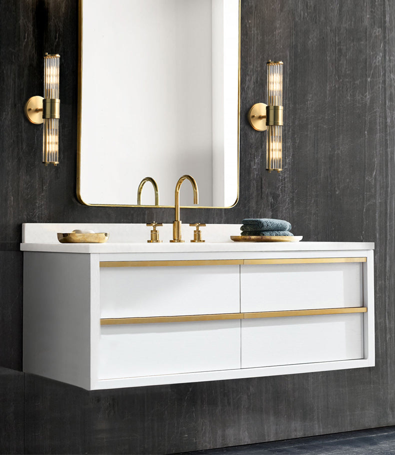 Gold Metal Wall Mount Lamp Contemporary Vanity Wall Light Sconces for Bathroom