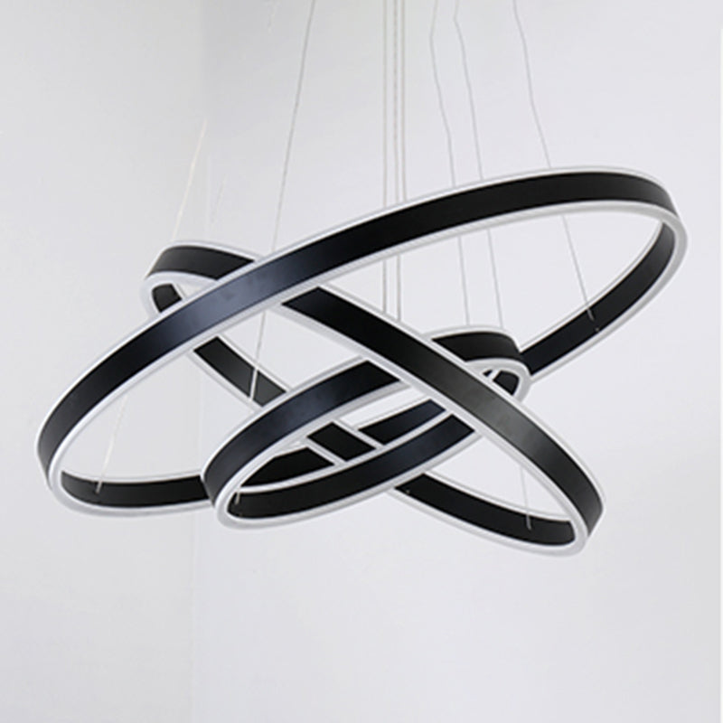 Salle à manger moderne Éclairage de plusieurs anneaux suspendus au plafond lustre en métal